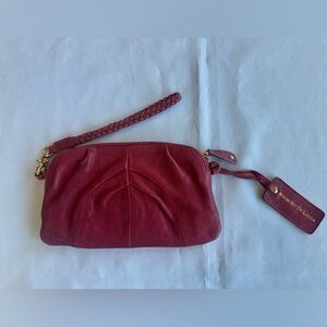 Monserat De Lucca Elegant Maroon Red Wristlet